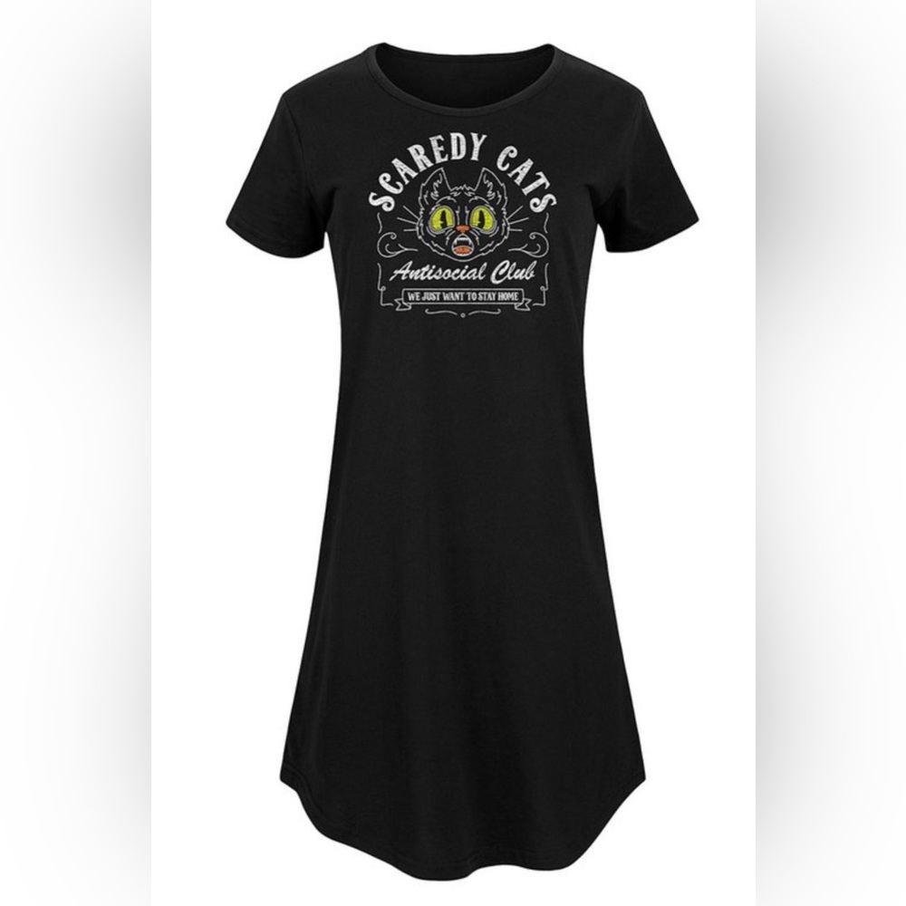 Black Scaredy Cats T-shirt Dress 3X